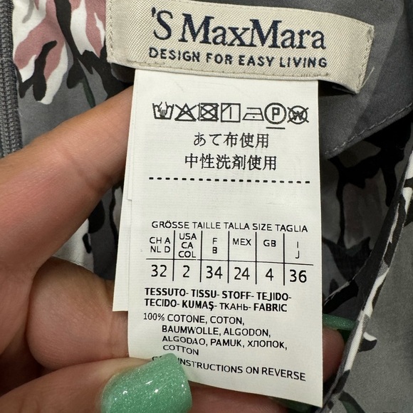 Max Mara Women's Grey Lacca Floral Printed Cotton A Line Dress - Picture 7 of 11